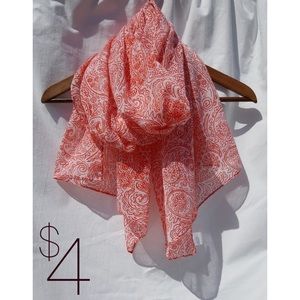 Orange Cream Scroll Paisley Print Scarf